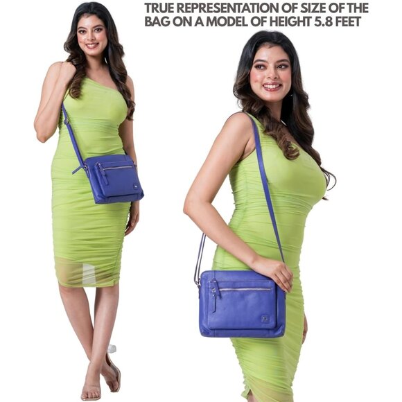 Women Violet Imported Leather Polyester Crossbody Sling Shoulder Crossover Bag - Picture 2 of 6